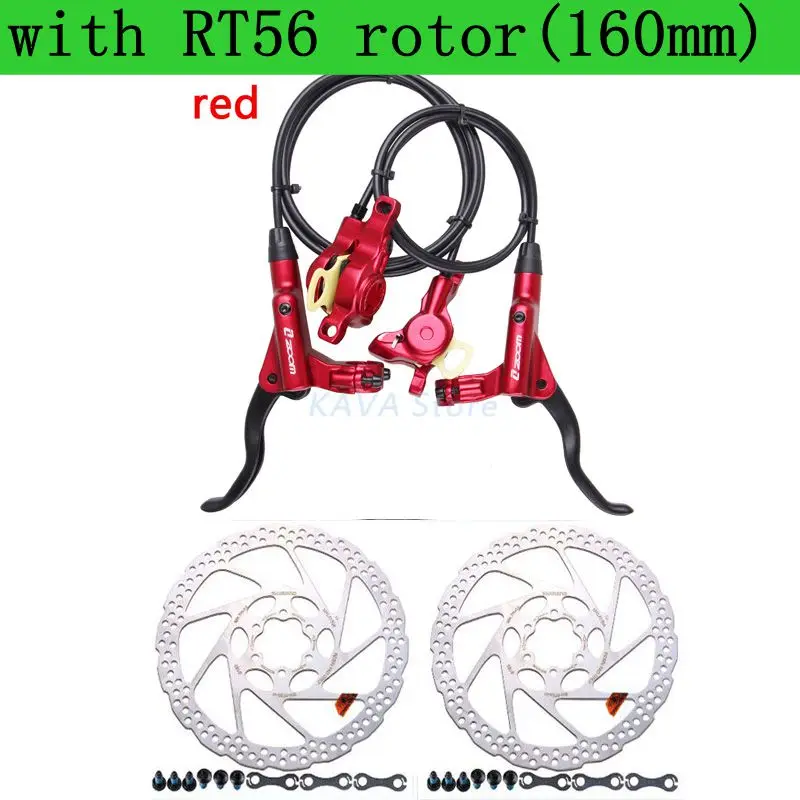Red with RT56 160 Зум HB-875 тормоз для велосипеда MTB Гидравлический горный велосипед дисковый тормоз левый и правый рычаг с ротором набор PK SHIMANO MT200 аксессуары - Цвет: Red with RT56 160
