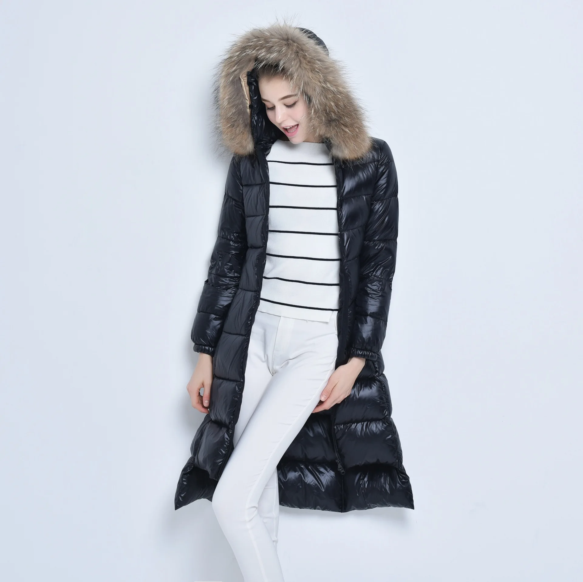 Женский пуховик с капюшоном мехом енота DC549|wear womens|wear coatwear jacket |