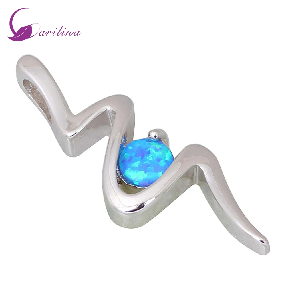 

Party Choker Necklace Silver Color Overlay Fashion Jewelry Blue Fire Opal Pendant P087