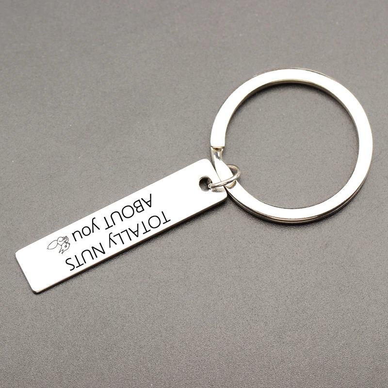 LOVERS Custom engraved TOTALLY NUTS ABOUT YOU Keychain Squirrel KEyring Boyfriend/Girlfriend Wedding gift | Украшения и
