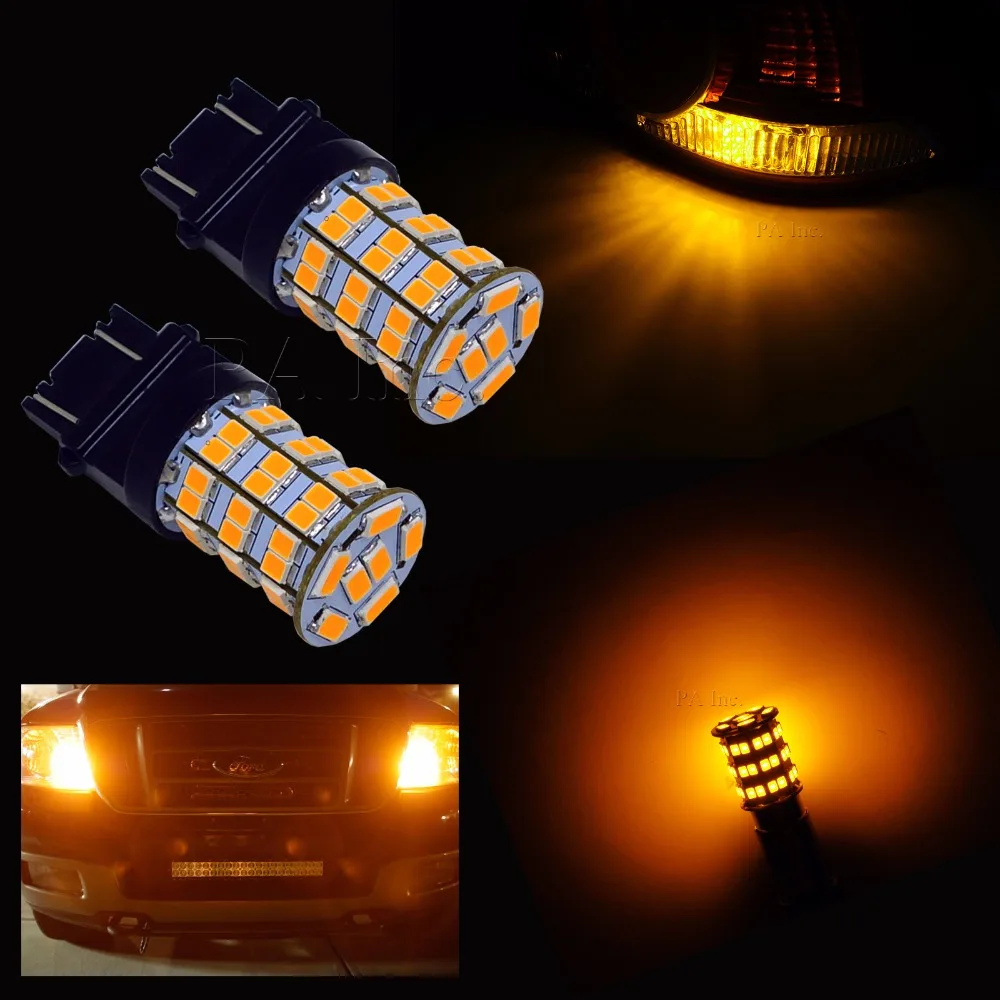 PA светодиодный 1 пара x 3157 3156 оранжевый Янтарный 55SMD сигнальный мигалка угловой