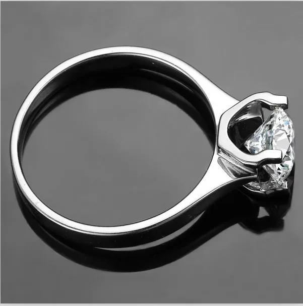 Гарантия Moissanite положительный 1CT Пасьянс Обручальное кольцо 750 Белый Золотой