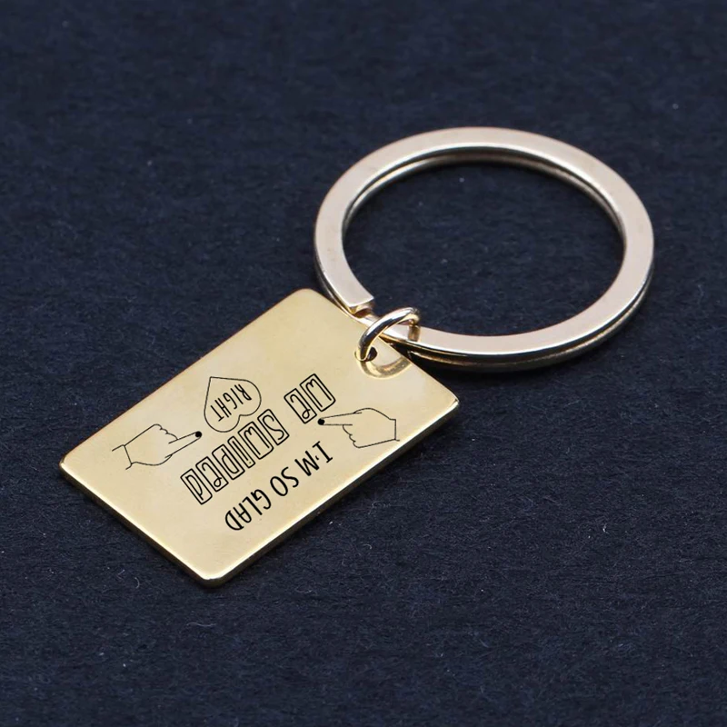 Engraved I'm So Glad We Swiped Right Fashion Keychain For Boyfriend Girlfriend Husband Wife Trendy Gift Lovers' Holder Key Ring |