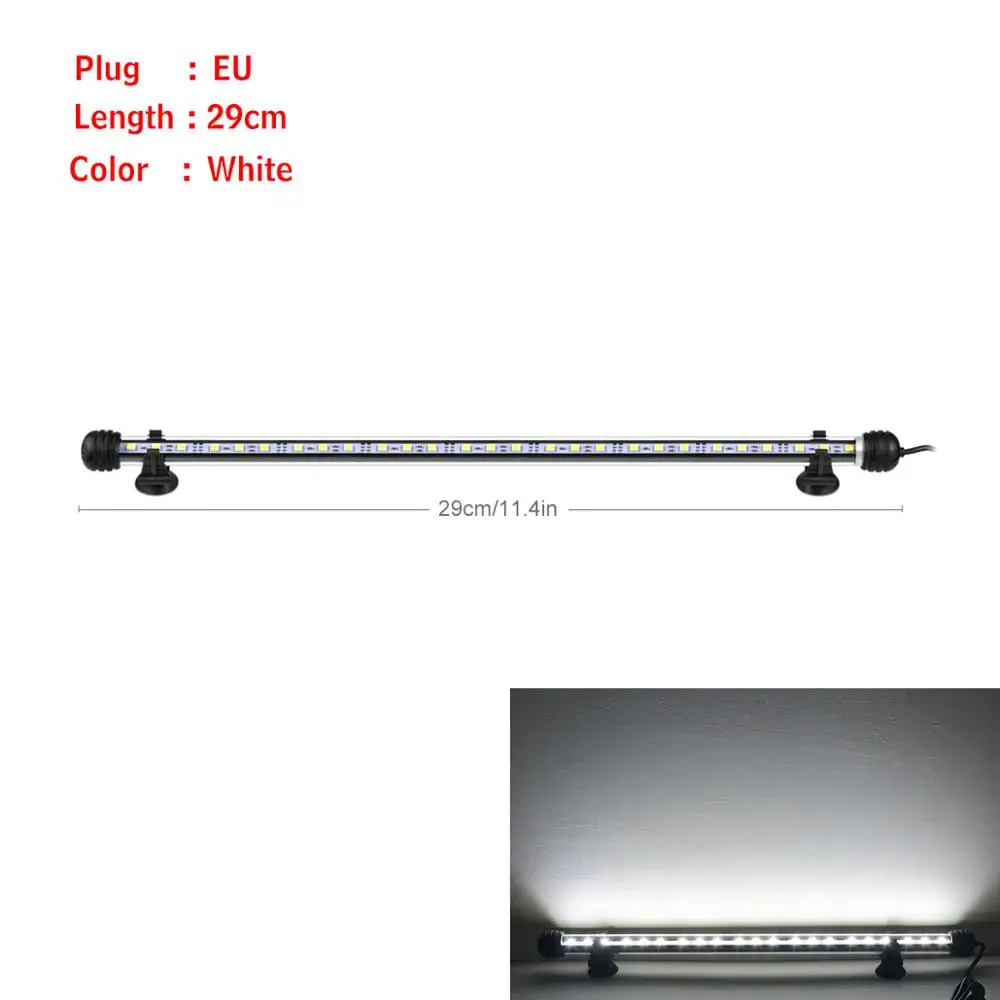 29cm-White RGB светодиодный светильник для аквариума IP68 водонепроницаемый светильник для аквариума 19-49 см светильник для выращивания водных растений погружной светильник для подводного декора - Цвет: 29cm-White