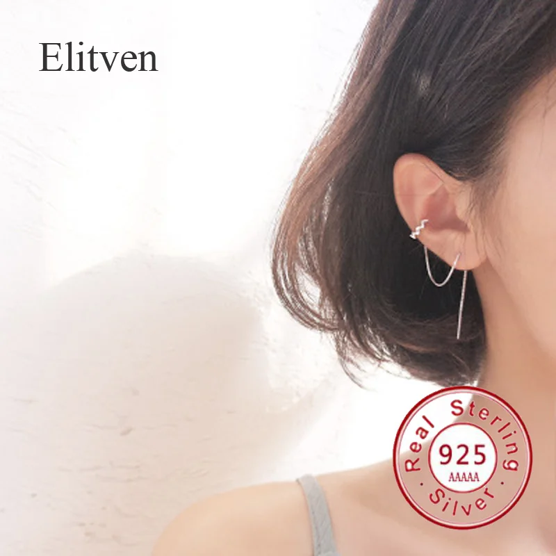 Женские серьги манжеты Elitven 2 шт. клипсы для Пирсинга Ушей из 100% стерлингового