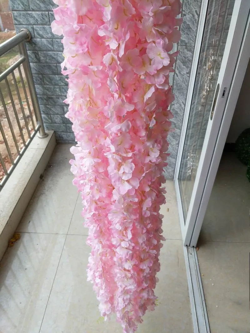 light pink Новое поступление искусственная Гортензия Глициния Цветок лозы цветы для свадебной арки из ротанга Свадебные вечерние гирлянды цветочные украшения - Цвет: light pink