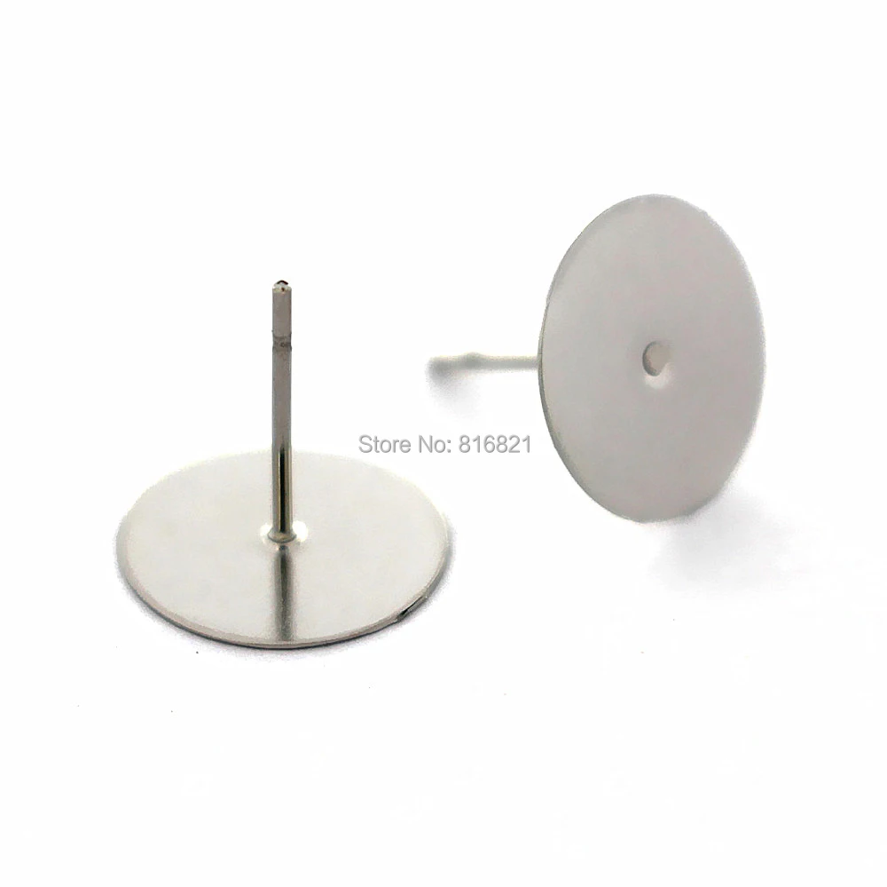 

Stainless Steel Stud Earrings Findings Flat Circle Glue Pads Cabochons Bases Earrings post Settings DIY Crafts