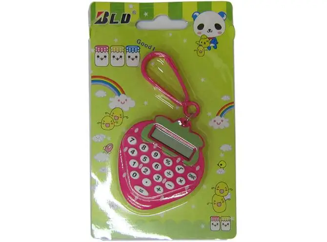 Милый компьютер мультфильм Мини 8-разрядный калькулятор творческий брелок «клубника»