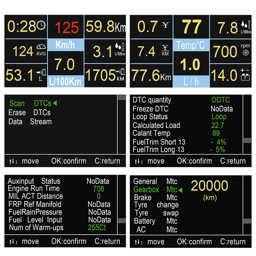 Ancel A501 Car OBD2 HUD On-board Computer Driving Speed Meter Fuel Consumption Water Temperature Volt Digital Display |