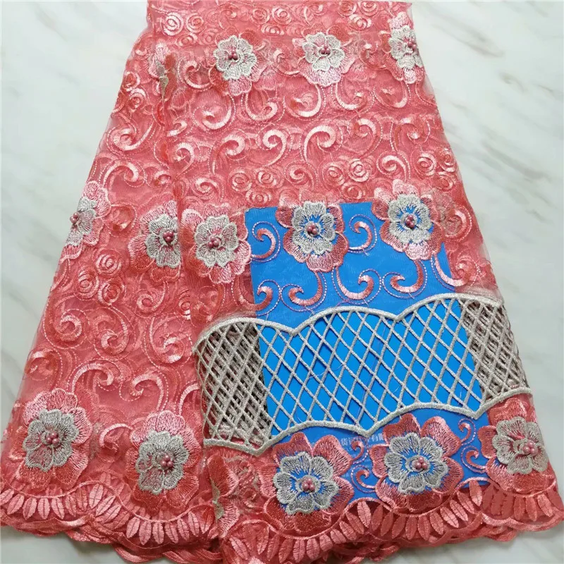 

Sea blue Hot Sale Nigerian Laces High Quality African Milk Silk Lace Fabric PF9 African French Net Lace Fabric 5 Yards