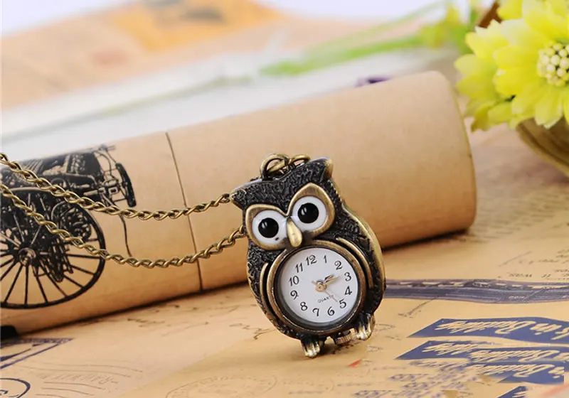 Модный Ретро Унисекс Винтажный кулон сова античное ожерелье стимпанк карманные