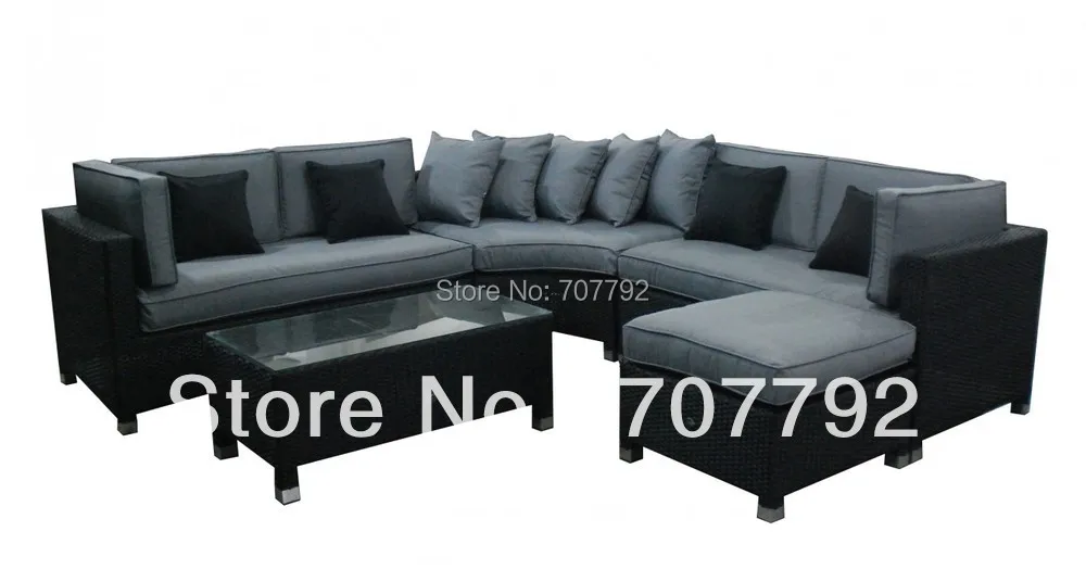 Новый комплект черных угловых диванов из ротанга Valencia|rattan sofa|corner rattan sofacorner sofa |