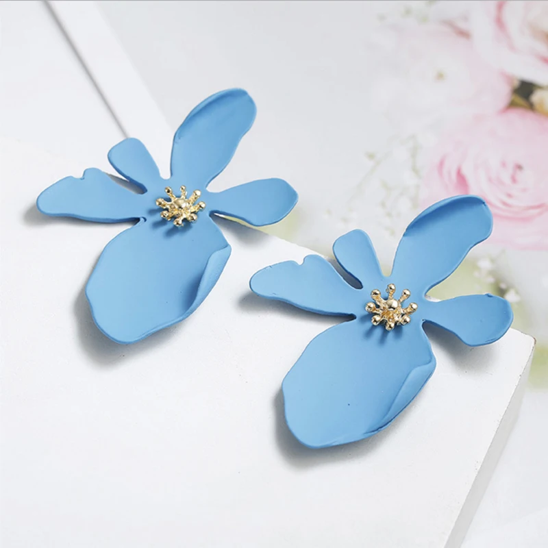 Женские крупные серьги гвоздики ZA корейские брендовые с крупными цветами