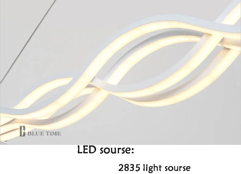 Candelabro de diseño ondulado para comedor, lámparas de araña blancas y negras, iluminación led moderna, CA 85-260V, 100CM, 120CM