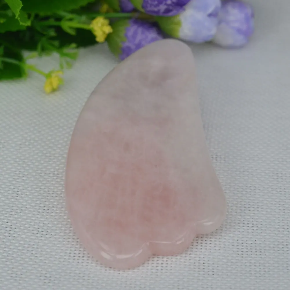 Массажер гуаша в форме пера массажер из натурального розового кварца с