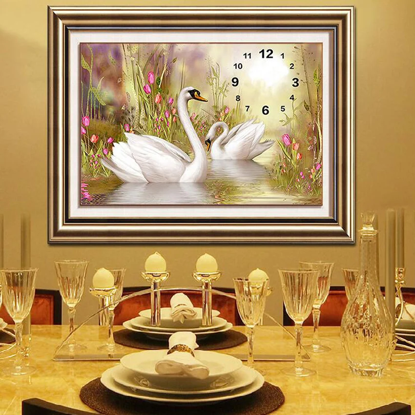 Uzequ полностью Алмазная вышивка настенные часы 5D DIY алмазная живопись крестиком