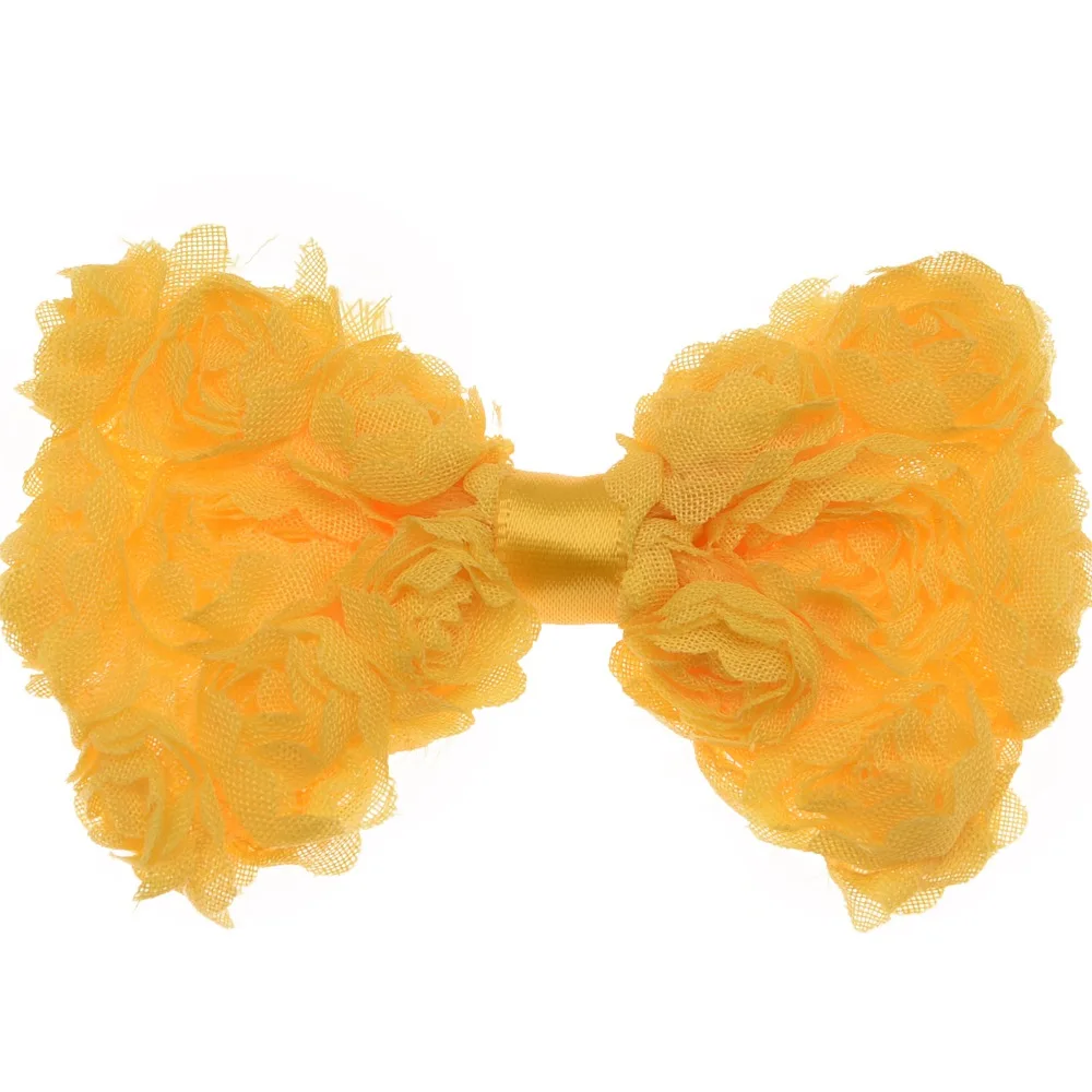 Yellow 14 шт., шифоновые банты, без зажимов, триплекс, шифоновые банты, аксессуары для волос, розочка, бант, Цветочный Аксессуар, головной убор для волос, повязка на голову - Цвет: Yellow