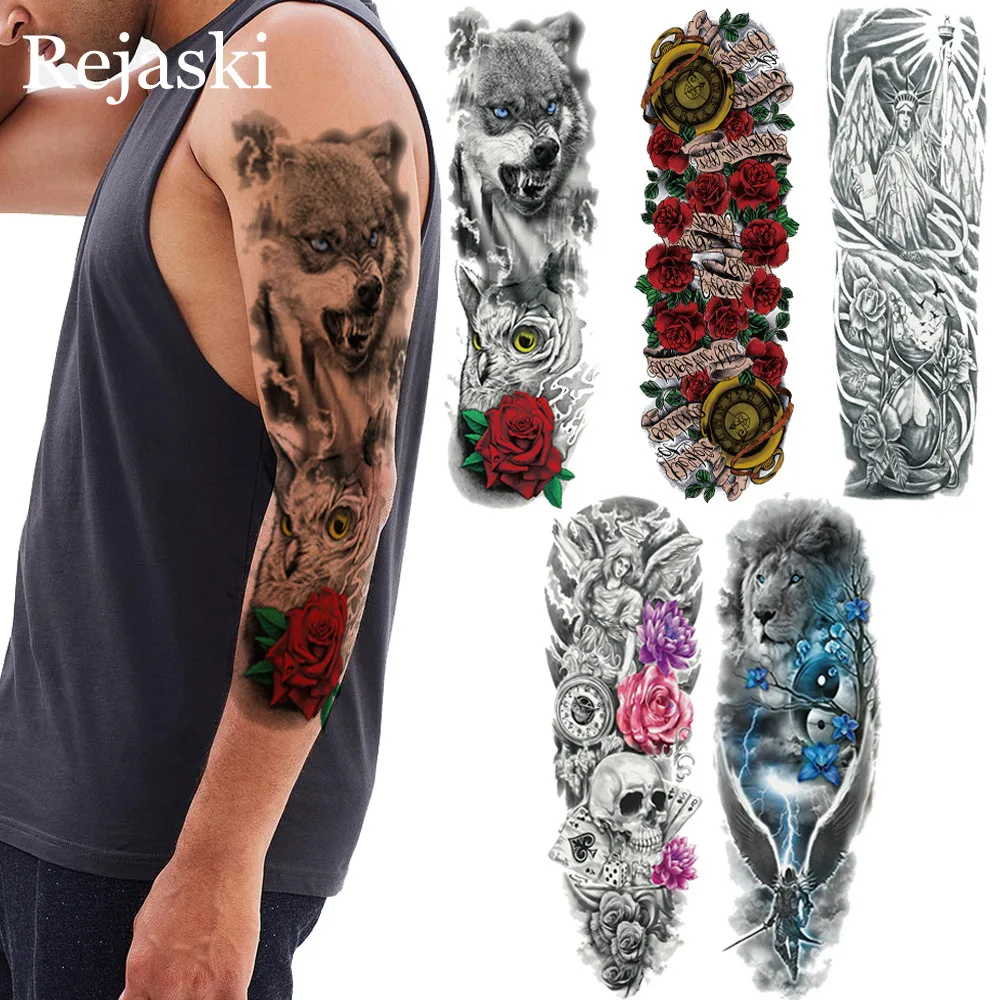 Тату наклейки на плечо мужские с рисунком волка леса совы розы|tattoo shoulder|tattoo stickerbody