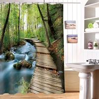 pretty stream water scenic pattern polyester fabric waterproof shower curtain eco friendly bathroom curtain home