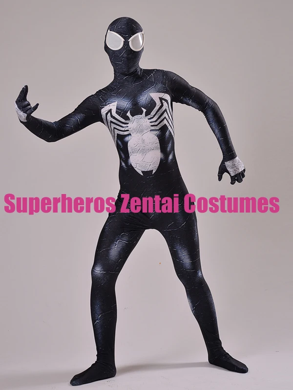 Black Venom Symbiote Spiderman Costume 3D Print Zentai Spidey Suit Halloween Cosplay Full Body for Adults/Kids/Children | Тематическая