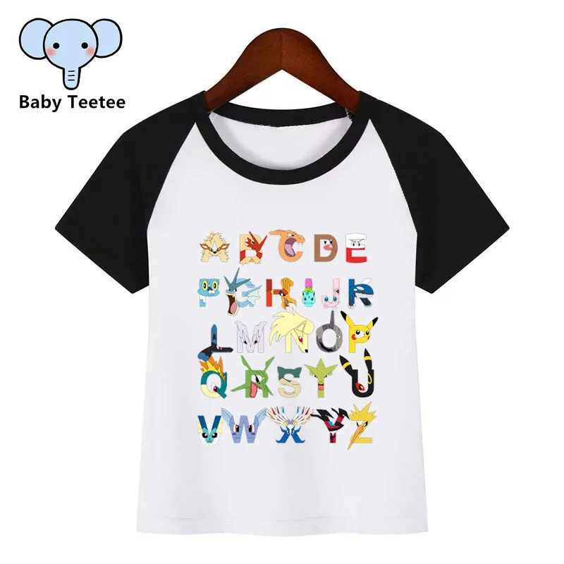 Boys Girls Sesame Street/Mario/Pokemon/Star Wars Alphabet Cartoon T-shirt Children Funny Tshirt Kids Summer Tops Baby Clothes - Цвет: a190C