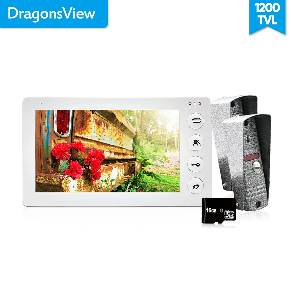 Dragonsview 7 &quot1200TVL видеодомофон дверной звонок сенсорная кнопка домофон система 2