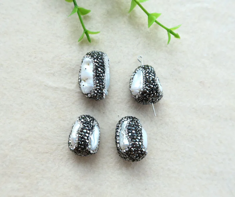 10 шт. натуральные жемчужные бусины из друзы с проложить серебряный соединитель