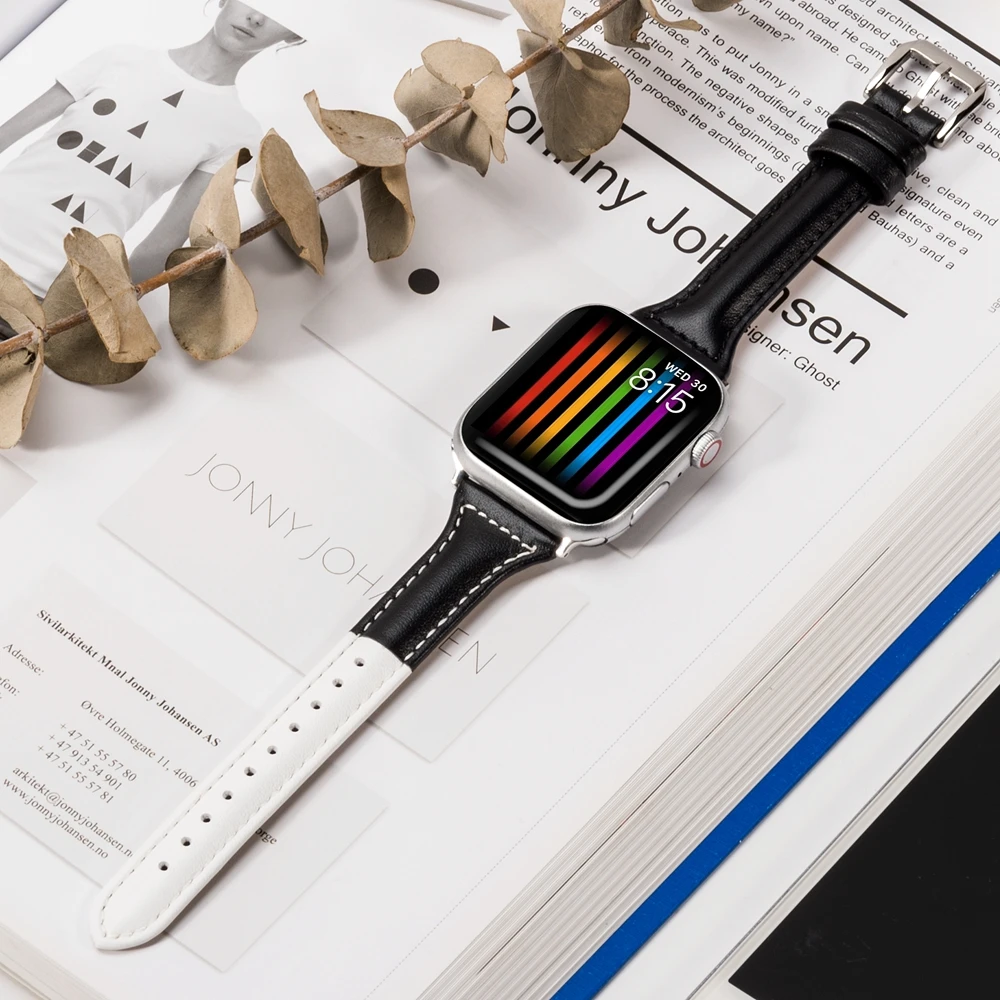 Wearlizer 2019 отличная однотонная кожаная Петля для iwatch 4 3 2 1 ремешок Apple Watch 38 мм 42 40 44 6