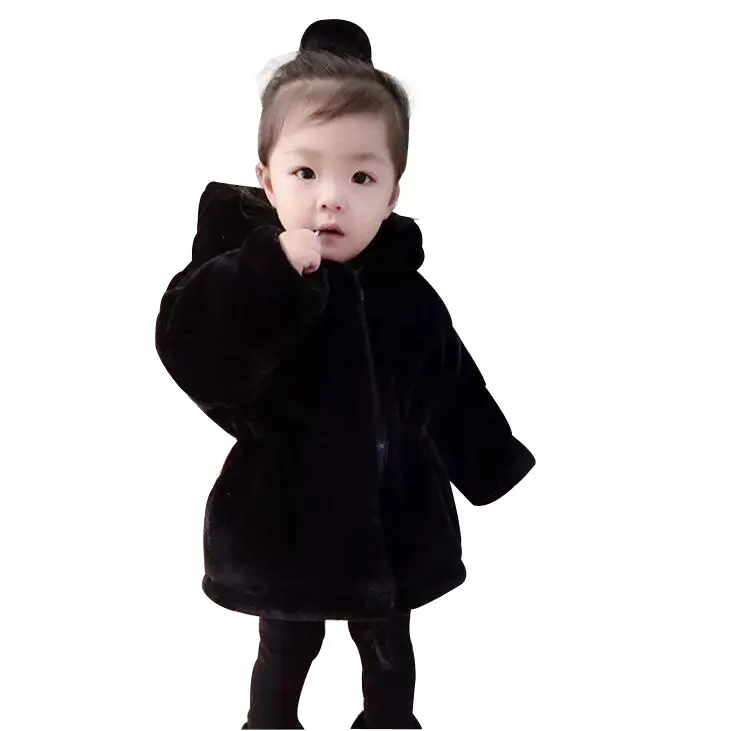 Baby Kids Girls Faux Fur Fleece Party Coat Winter Warm Long Section Hooded Jacket 1-5T Xmas Outerwear | Детская одежда и обувь
