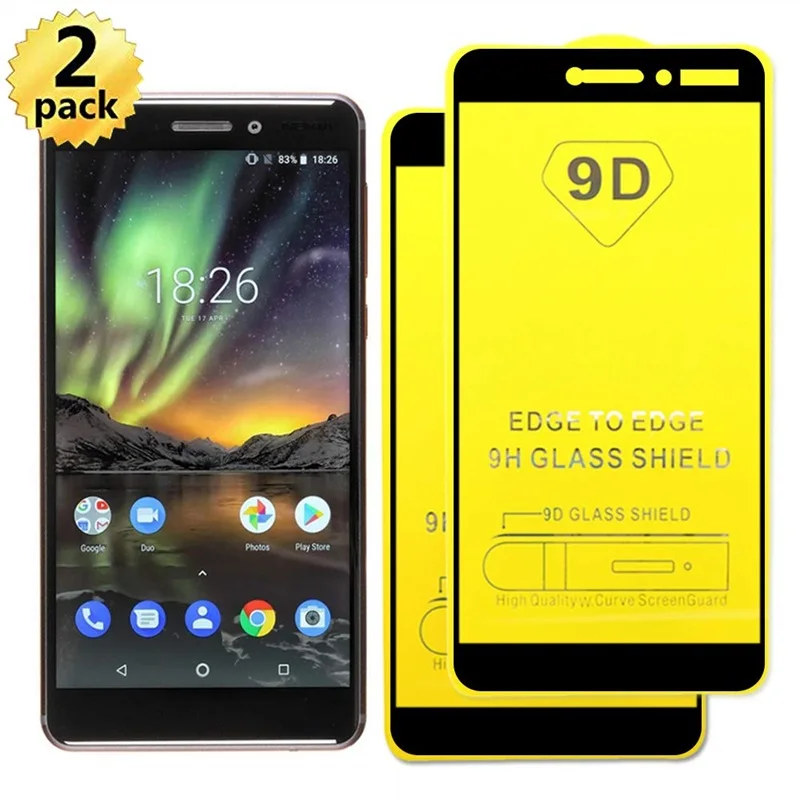 2 шт 9D полное покрытие закаленное стекло для Nokia 6 1 5 7 3 8 Plus Защитное X5 X6 X7|Защитные