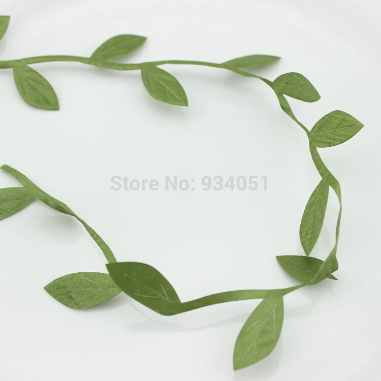 

50yard/lot Simulation Cloth Fabric Green Leaf 11*27mm Rattan Wreaths Flower Vine Headwear Accessories Material Wholesale