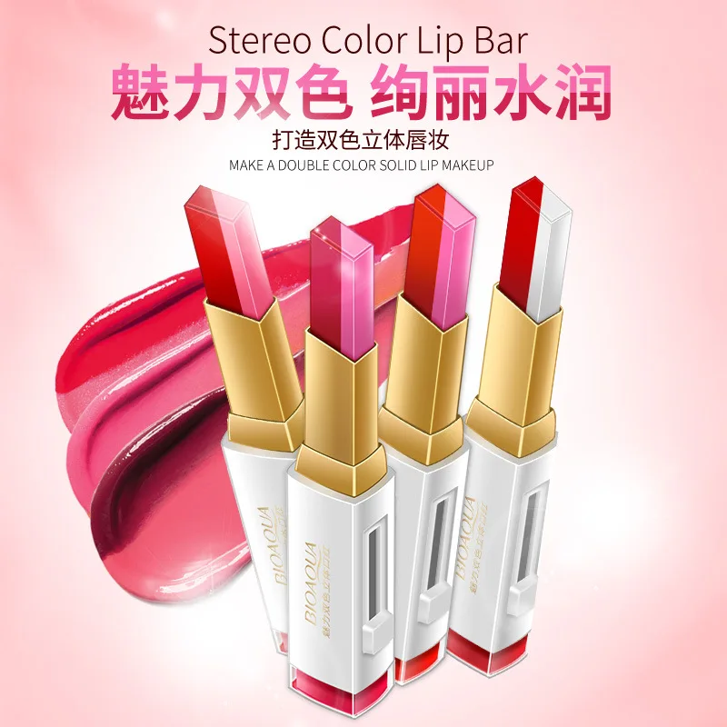 Двухцветная помада BIOAQUA трехмерный Увлажняющий блеск для губ двухцветная