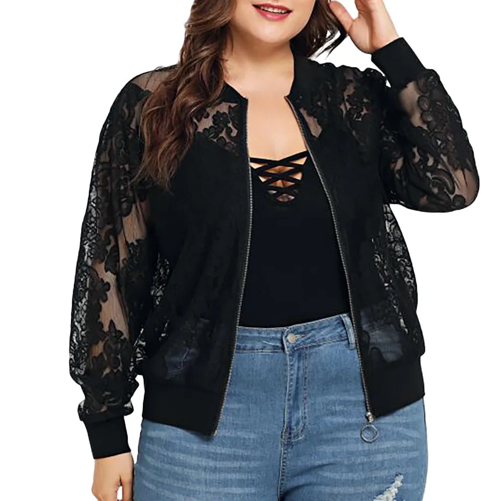 

Womens Solid Casual Lace Loose Shawl Cardigan Cover Up Plus Size Long Sleeve Women T-shirts Blusas Mujer De Moda New Hot#Y6