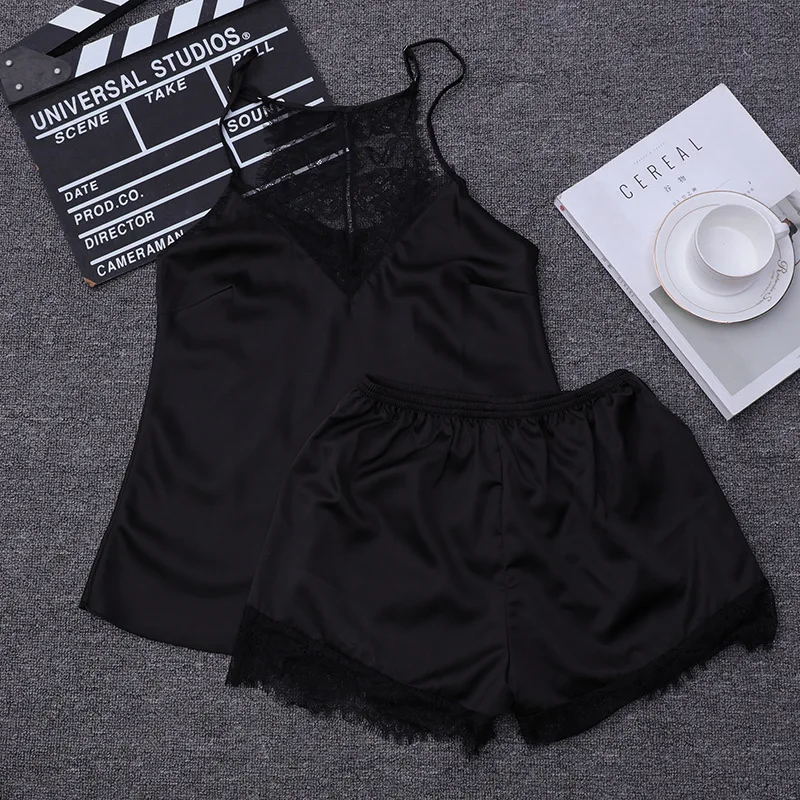 Кружевная роскошная женская короткая Пижама с вырезами на спине из