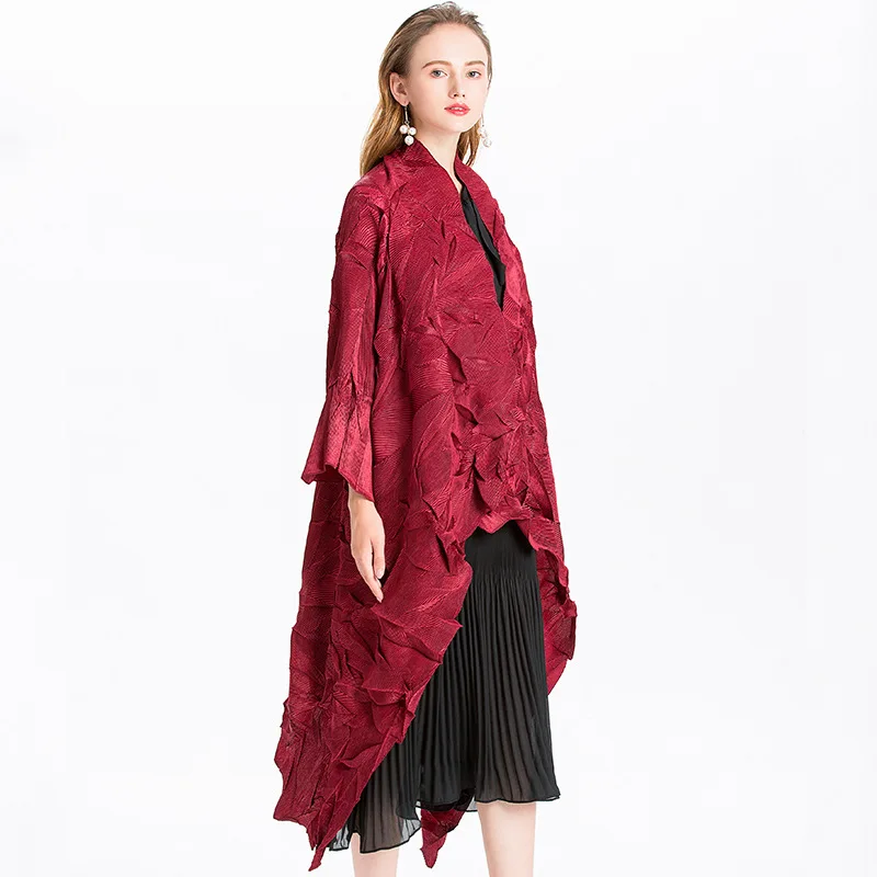 Женский Асимметричный Тренч Changpleat плиссированный однотонный длинный кардиган