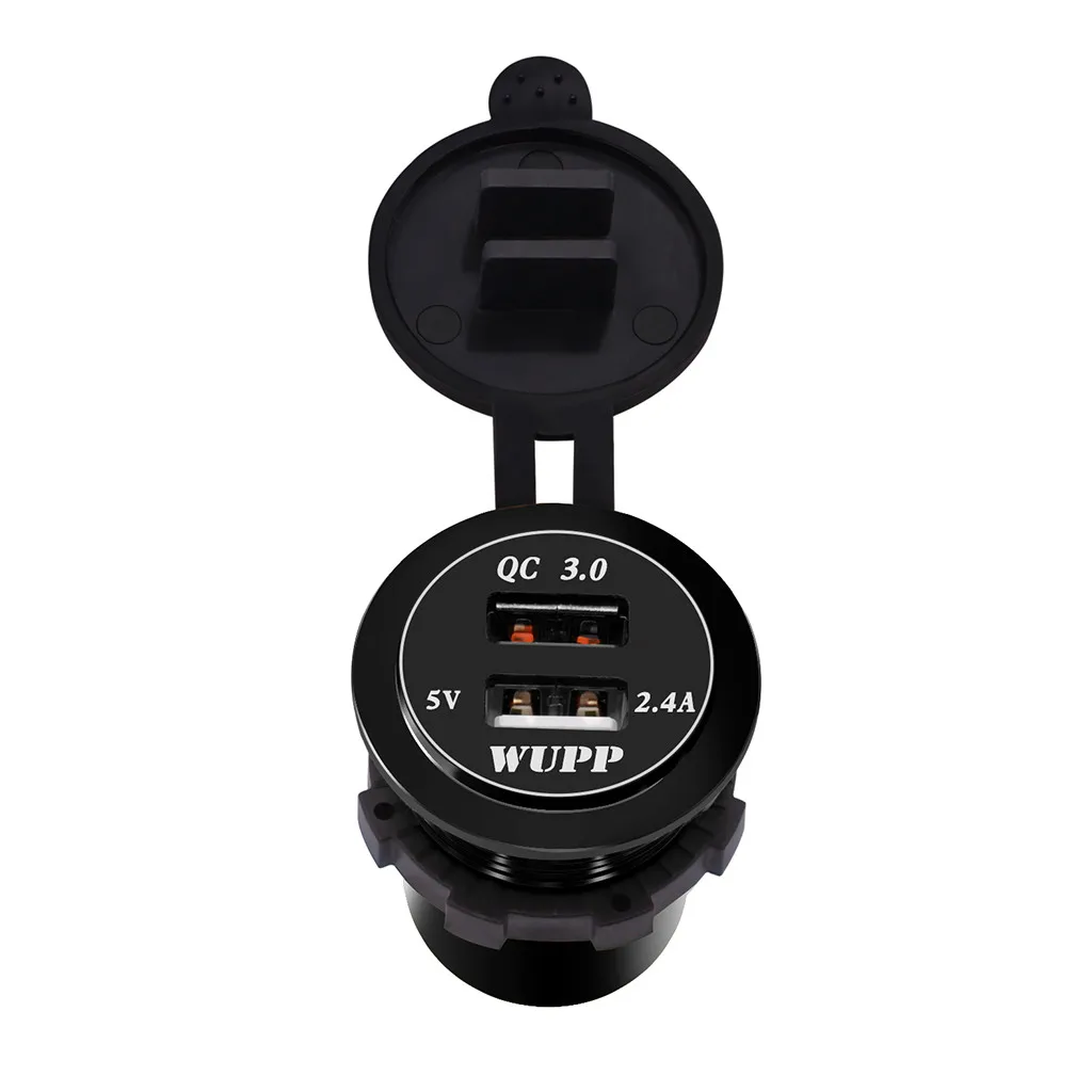 QC 3.0 Dual USB Charger Socket Voltmeter Quick Charge 3.0 Wire Waterproof for Car Motorcycle Mobile Phone Charger Fast QC#Y8