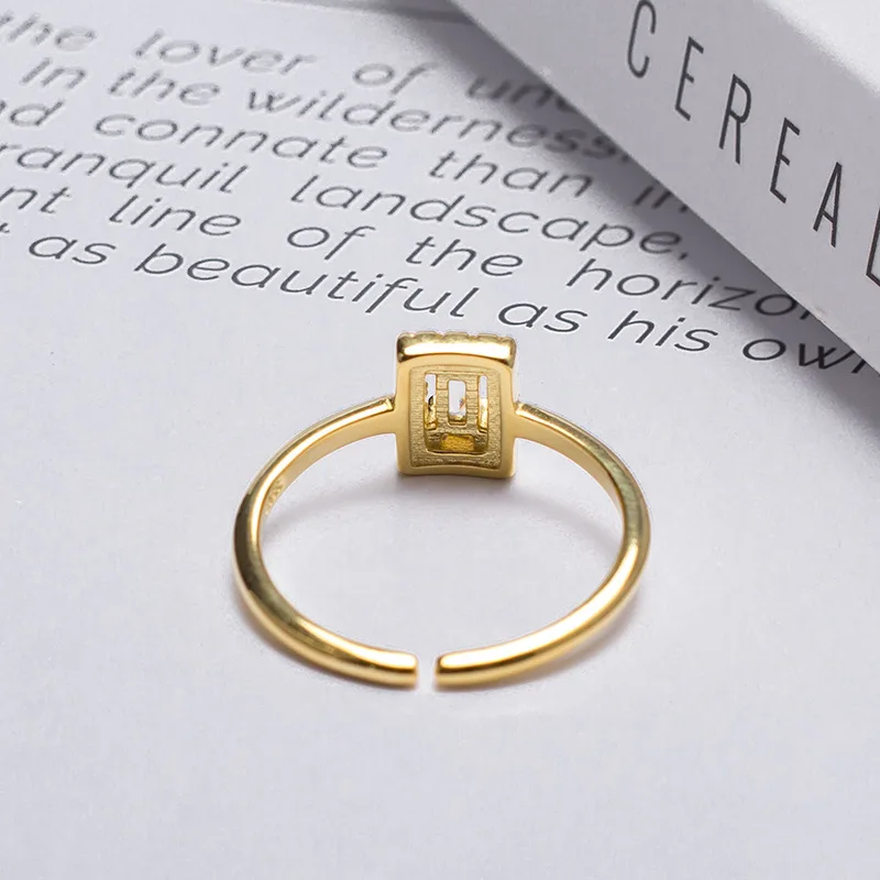 Женские серебряные кольца с квадратным цирконием винтажное Открытое кольцо из