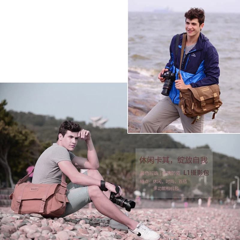 Водонепроницаемый L1 холст Винтаж SLR-и dslr-камер Камера плечо чехол для мессенджера