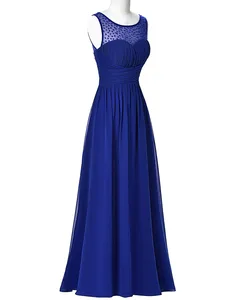 Шифоновое длинное платье с V-образным вырезом, без рукавов