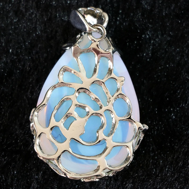 2pcs wholesale price 27*30mm teardrop opal waterdrop shape pendant fit diy long chain jewelry necklaces for women pendants B865 | Украшения