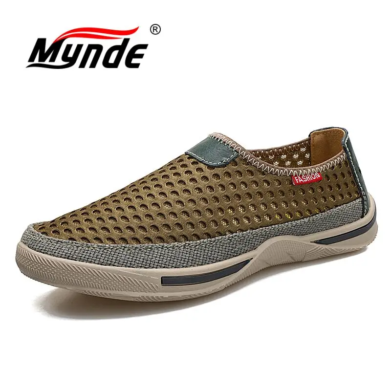 MYNDE 2018 Slip On Air Mesh Mens Shoes New Arrival Spring Summer Men Leather Casual Outdoor Walking Male Rubber Loafers | Обувь