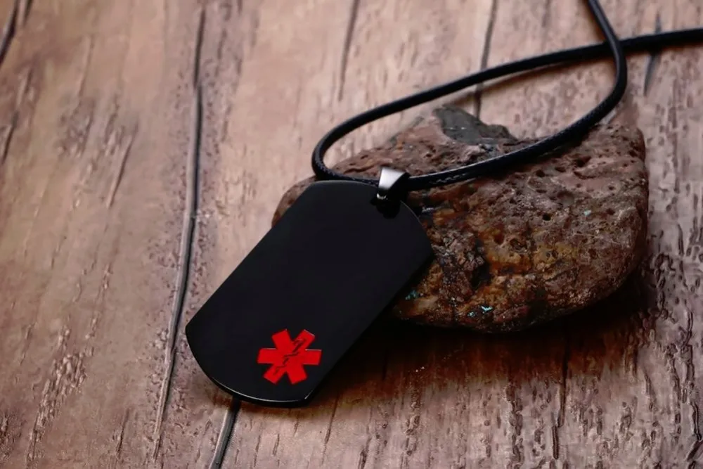 Мужское ожерелье из нержавеющей стали, медицинское оповещение, ID, Dog tag, подвеска, ожерелье в черном, унисекс, модные ювелирные изделия, гравировка