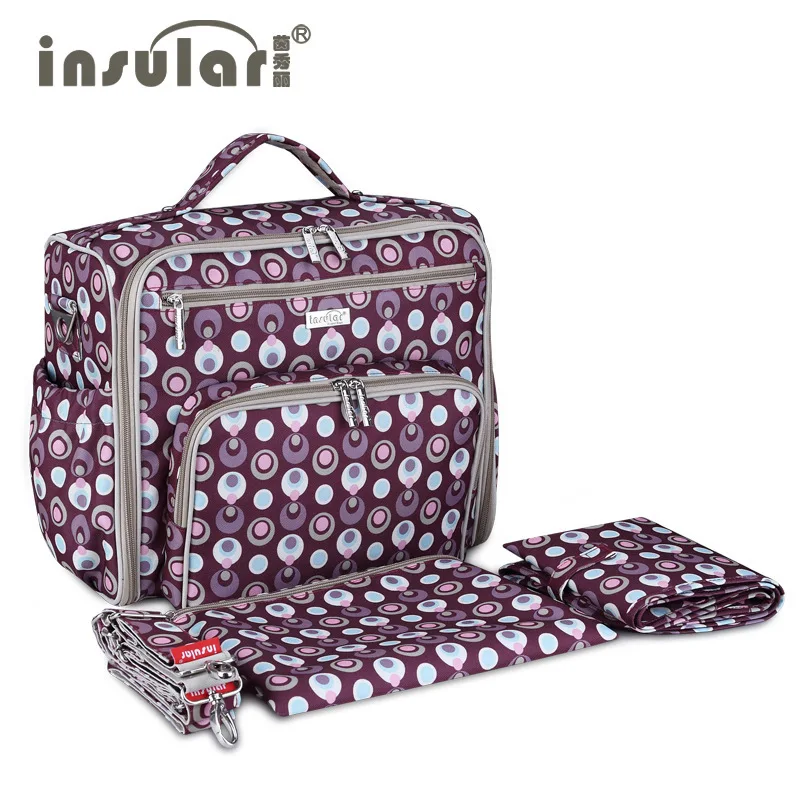 

Multifunctional Large-Capacity Mother Bag Printed Nylon Outdoor Backpack Wet Storage Baby Bag Diaper Bag