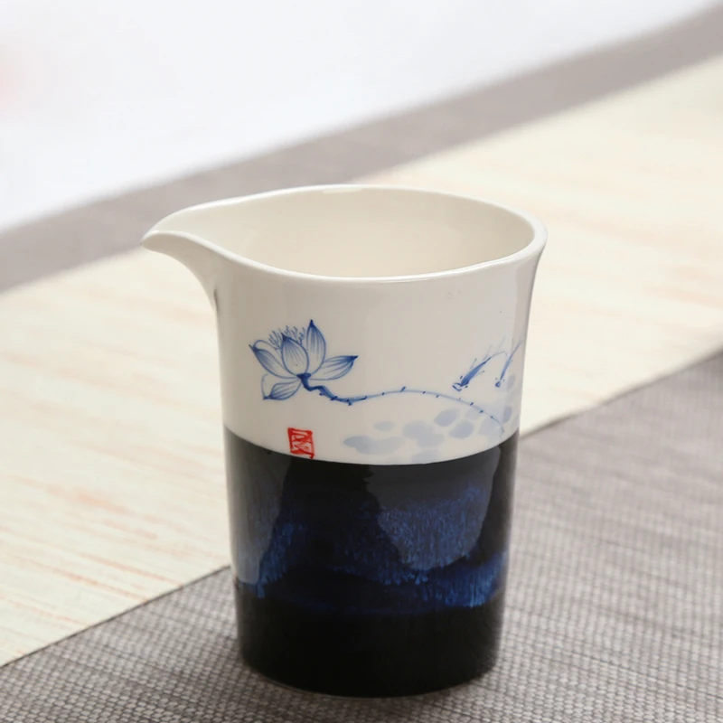 245 мл округ дехуа ручная роспись Винтаж Синий Лотос керамическая фарфоровая