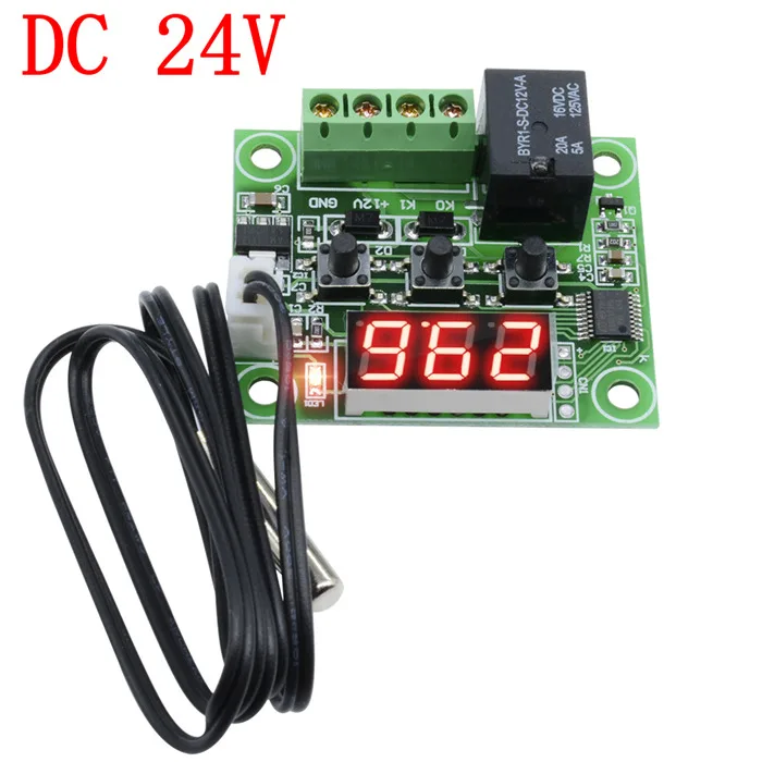 24V Red DC 5 в 12 В 24 В W1209 цифровой регулятор температуры Термостат терморегулятор светодиодный 10A реле нагрева охлаждения temp сенсор модуль - Color: 24V Red