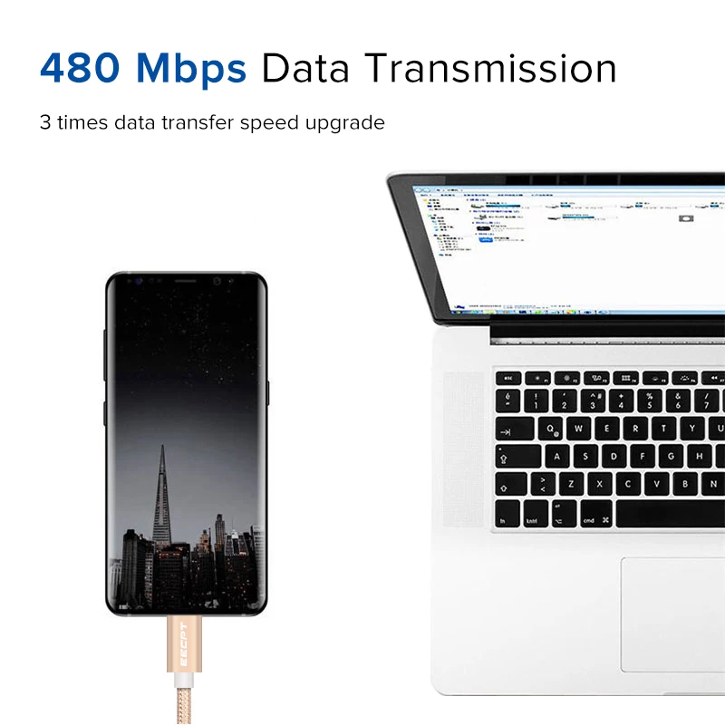 Кабель EECPT USB Type C для Samsung S9 S8 кабель быстрой зарядки и передачи данных зарядного