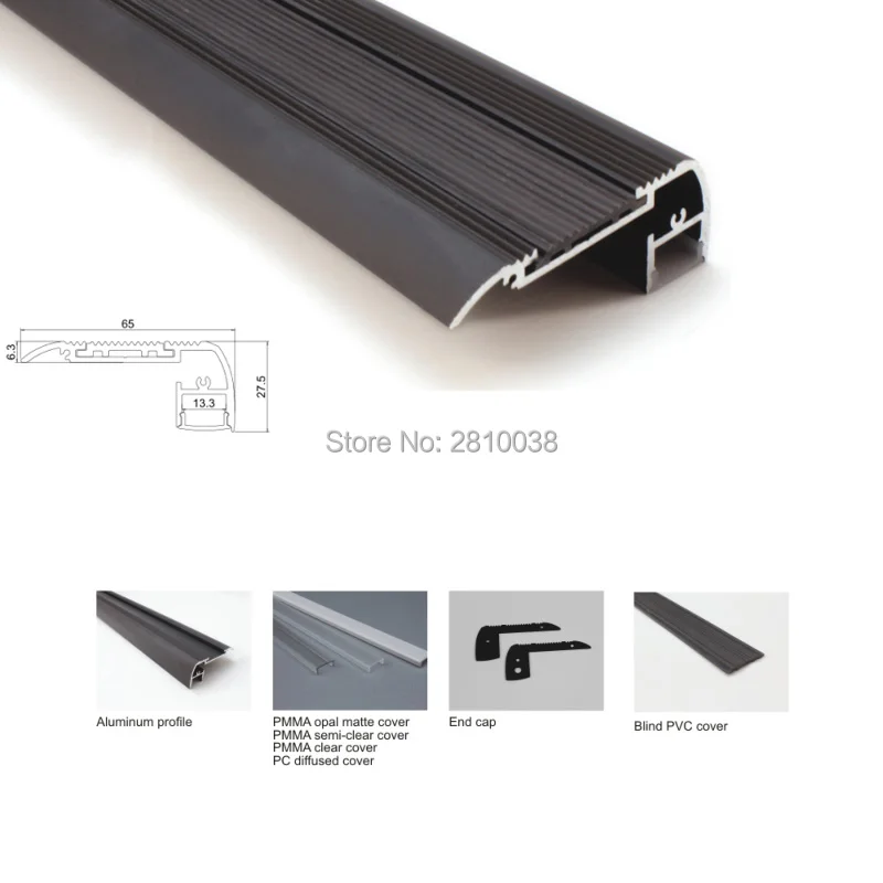

22 X 2M Sets/Lot stair step aluminium led profile and black finished flat led profile light for step ladders lamps