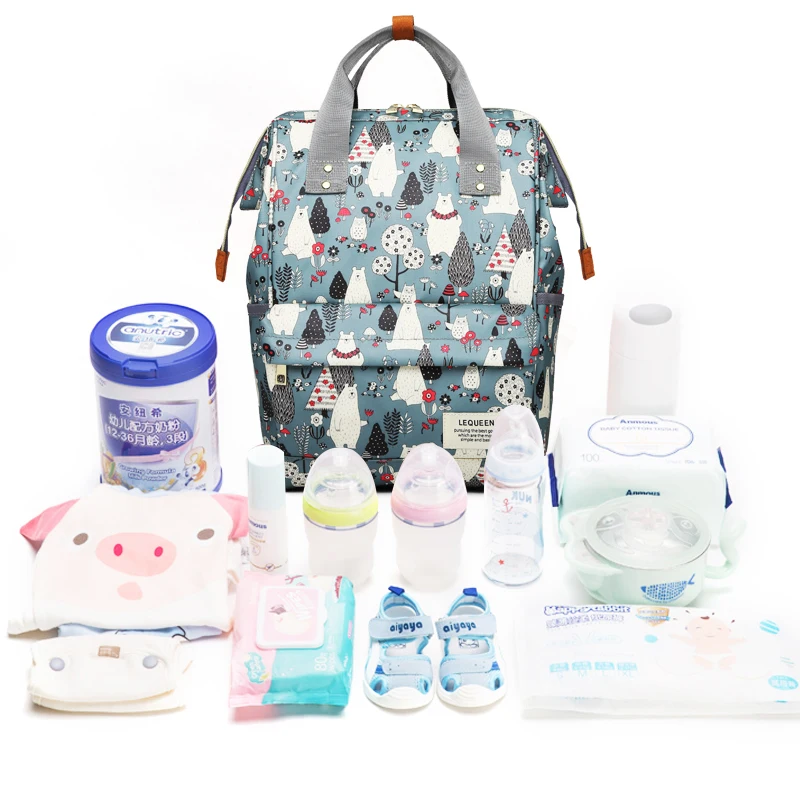 [NEW]LEQUEEN Diaper Bag Mini Bear Forest Hand Painted Cartoon Waterproof Nappy Baby Care Travel Backpack Maternity | Мать и ребенок