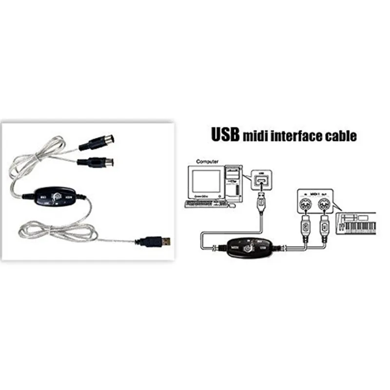 

Centechia 1pcs USB IN-OUT MIDI Adapte Cable Converter PC to Music Keyboard Adapter Cord for Computer Windows and Mac
