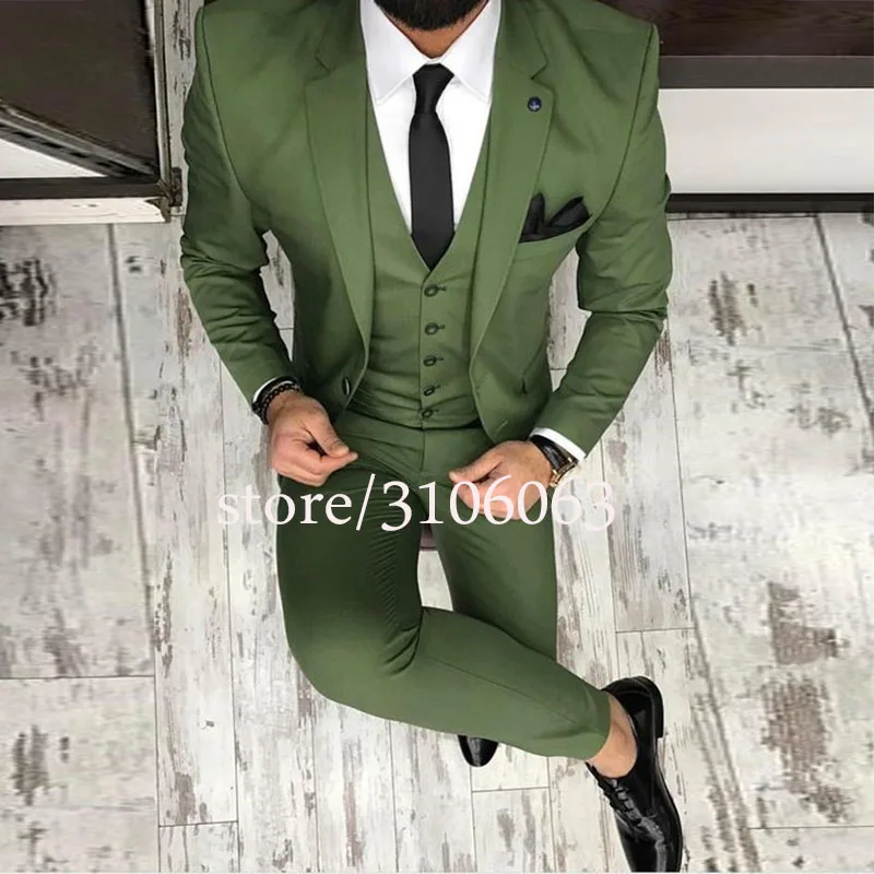 Green YWMS-406 последние конструкции пальто брюки зеленый мужской костюм Slim Fit 3 шт смокинг жених свадебные костюмы на заказ Выпускной пиджак для костюма Masculino - Цвет: Green